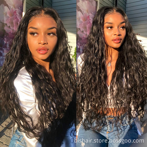 BIS Wholesale The Cheapest 4x4 Water Wave transparent lace Closure Vendor free sample Brazilian Cuticle Aligned Hair For Femal